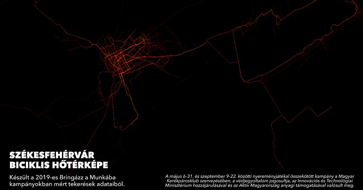biciklis hőtérkép, székesfehérvár hőtérkép, bringázz a amunkába